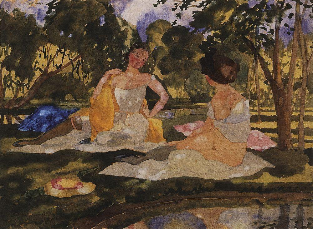 On the Grass (1919) – Konstantin Somov Tablo