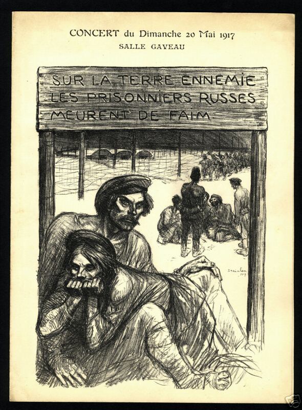 On the enemy land Russian prisoners starves from hunger (1917) – Théophile Steinlen Tablo