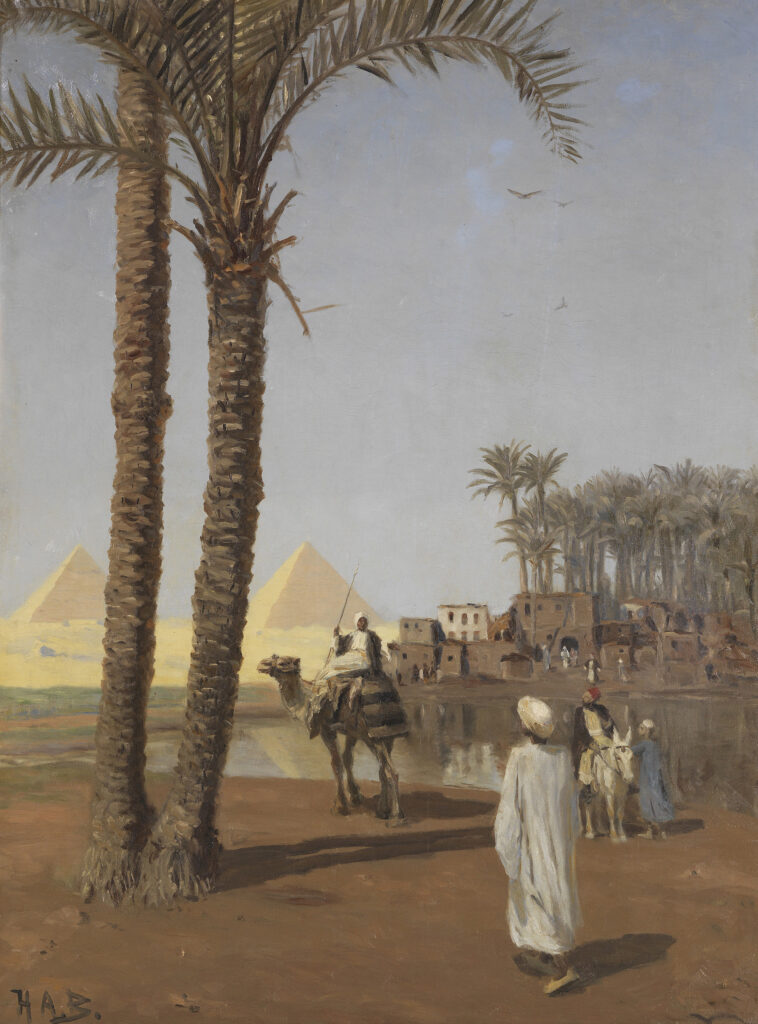 Orientalische Szene, Im Hintergrund Die Pyramiden Von Gizeh (1880) - Hans Andersen Brendekilde Tablo