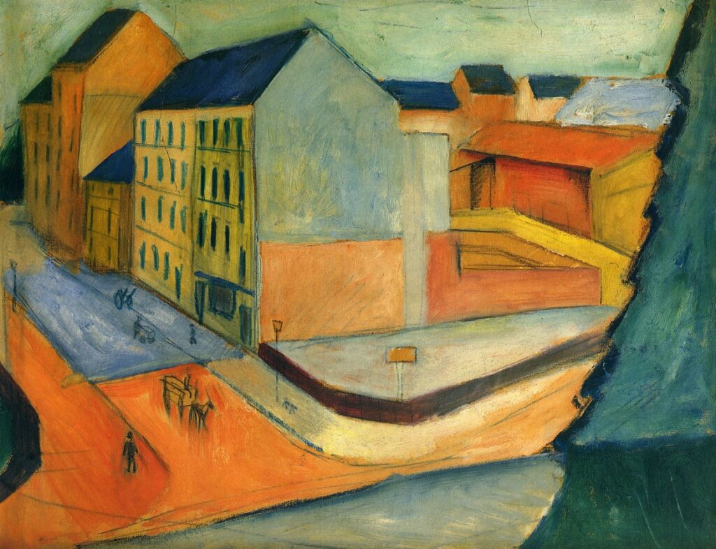 Our street with horse riding, Bonn (1913) - August Macke Tablo