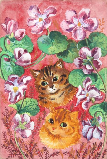 PANSIES AND TABBY – Louis Wain Tablo