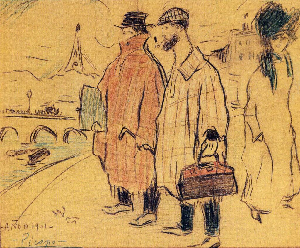 Pablo Picasso and Sebastìa Junyer Vidal arrives to Paris (1901) - Pablo Picasso Tablo