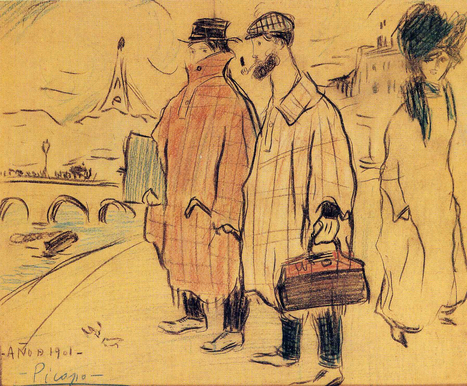 Pablo Picasso and Sebastìa Junyer Vidal arrives to Paris (1901) - Pablo Picasso Tablo
