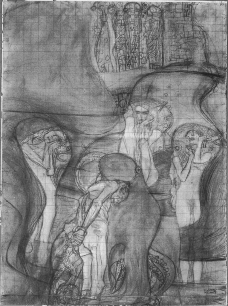 Painted composition draft Jusisprudenz (1897) - Gustav Klimt Tablo