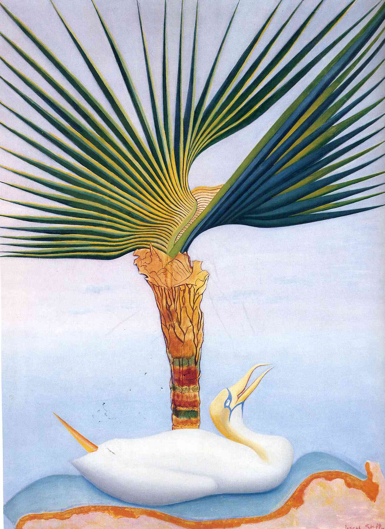Palm Tree and Bird - Joseph Stella Tablo