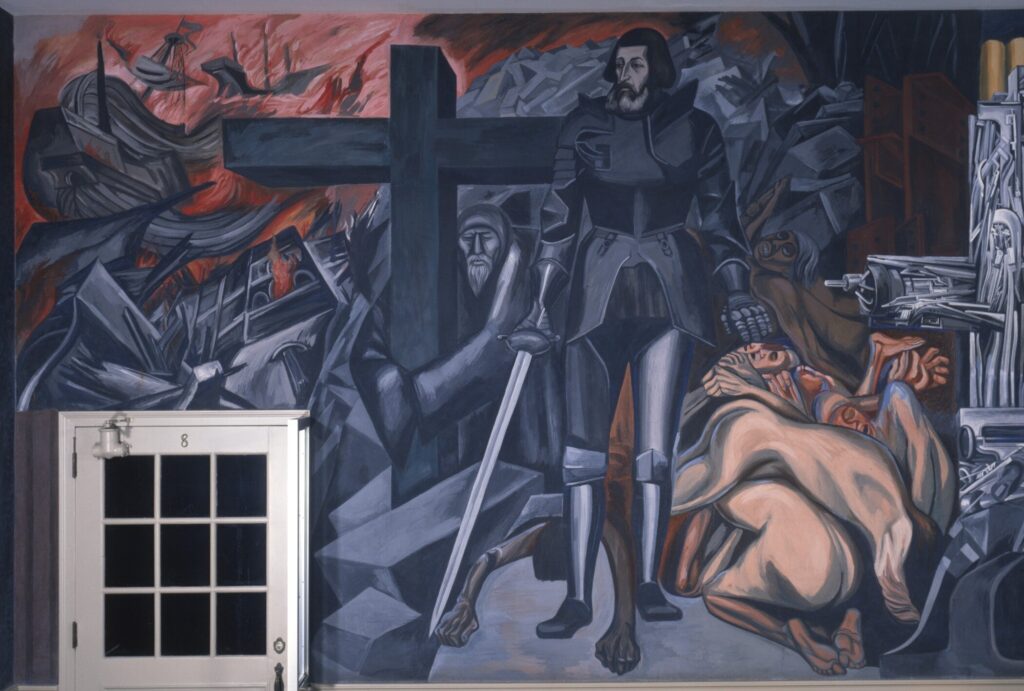 Panel 13. Cortez and the Cross The Epic of American Civilization (1932) - José Clemente Orozco Tablo