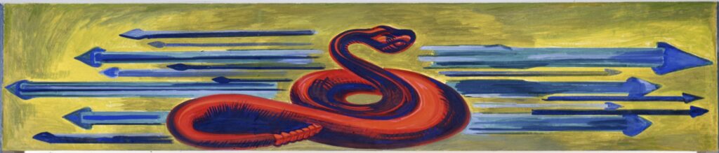 Panel 2. Snake and Spears The Epic of American Civilization (1932) – José Clemente Orozco Tablo