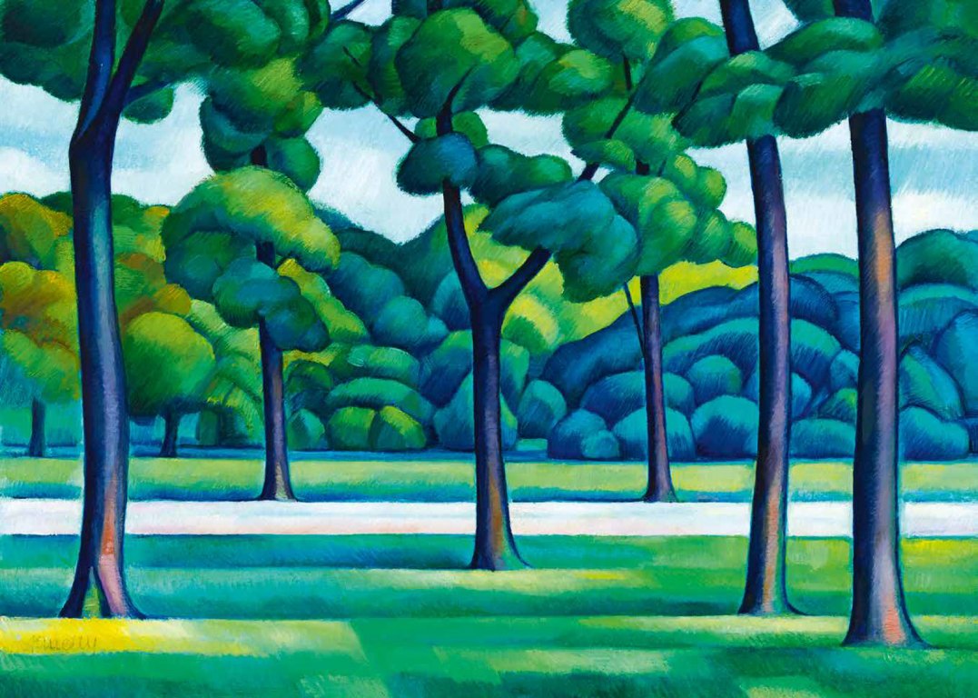 Park Detail with Trees (1912) - Kmetty János Tablo