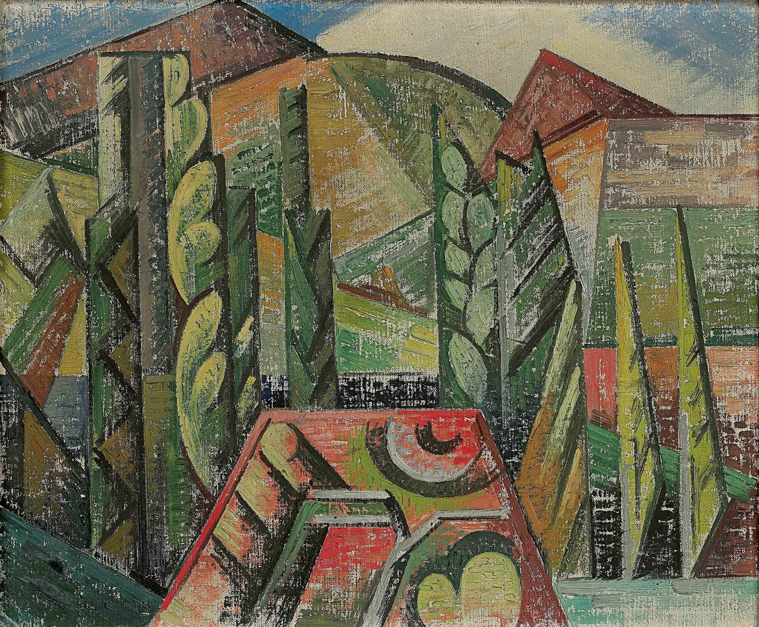 Paysage à Céret (1913) - Auguste Herbin Tablo