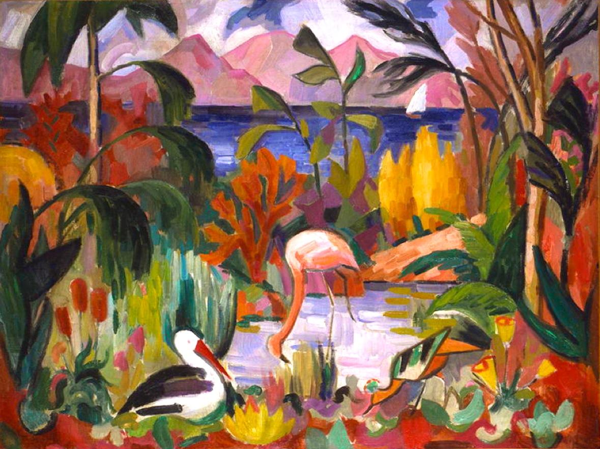 Paysage colore aux oiseaux aquatique (1907) - Jean Metzinger Tablo