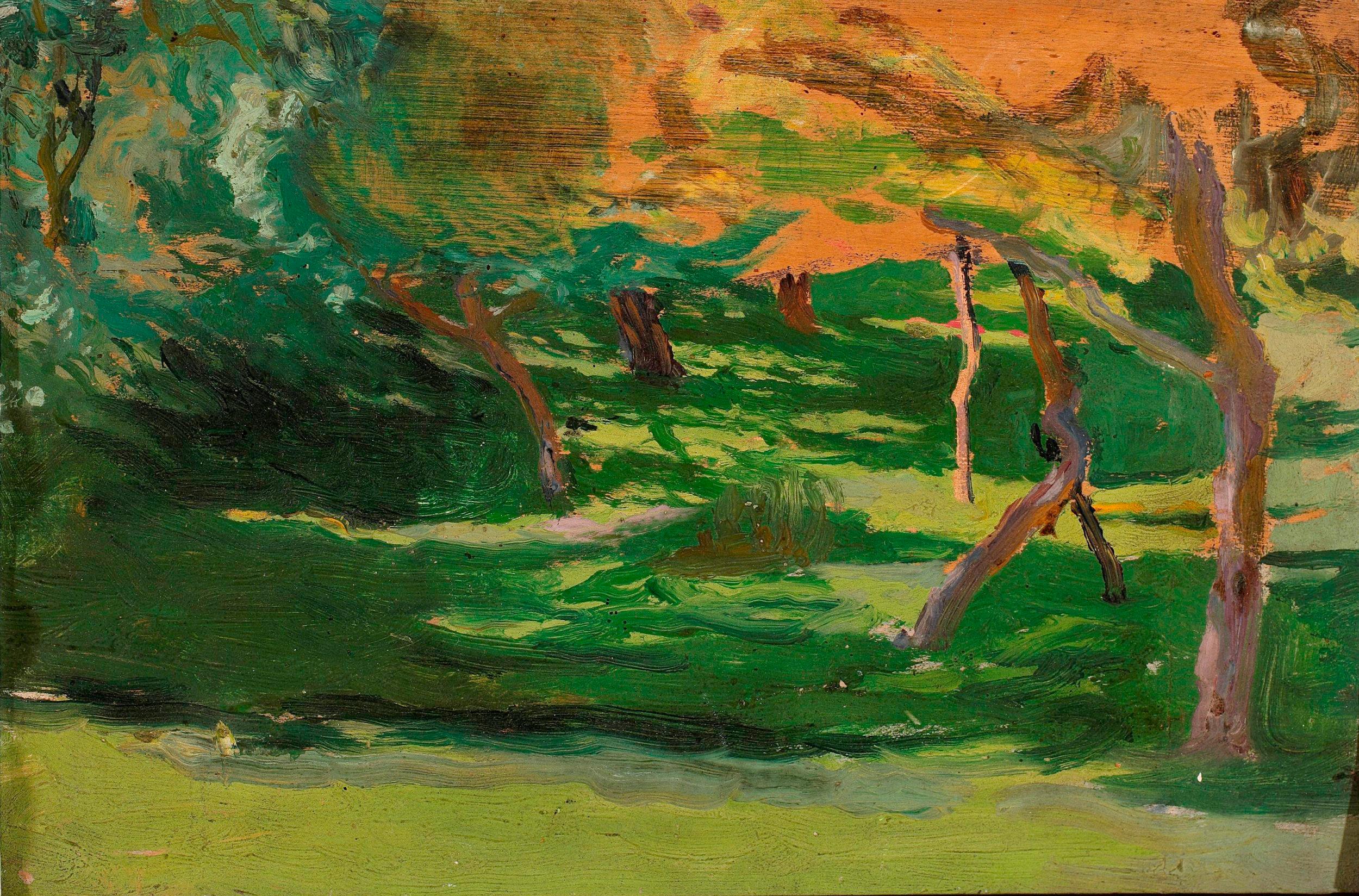 Paysage, sketch to the Strange garden (1902) - Józef Mehoffer Tablo