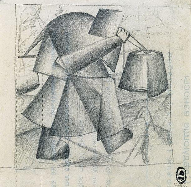 Peasant Woman with buckets (1912) - Kazimir Malevich Tablo