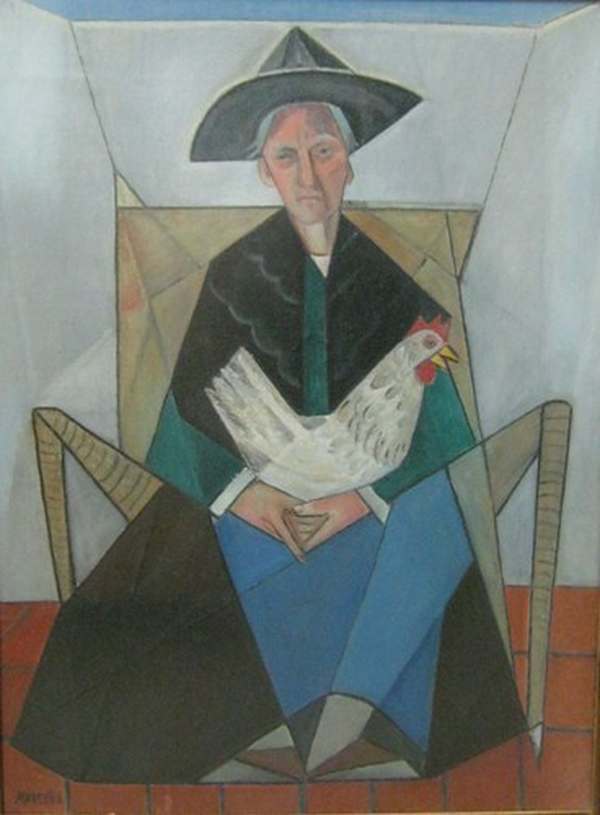 Peasant Woman with chicken (1948) - Marevna (Marie Vorobieff) Tablo
