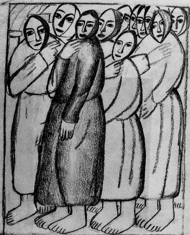 Peasant Women in a Church (1912) - Kazimir Malevich Tablo