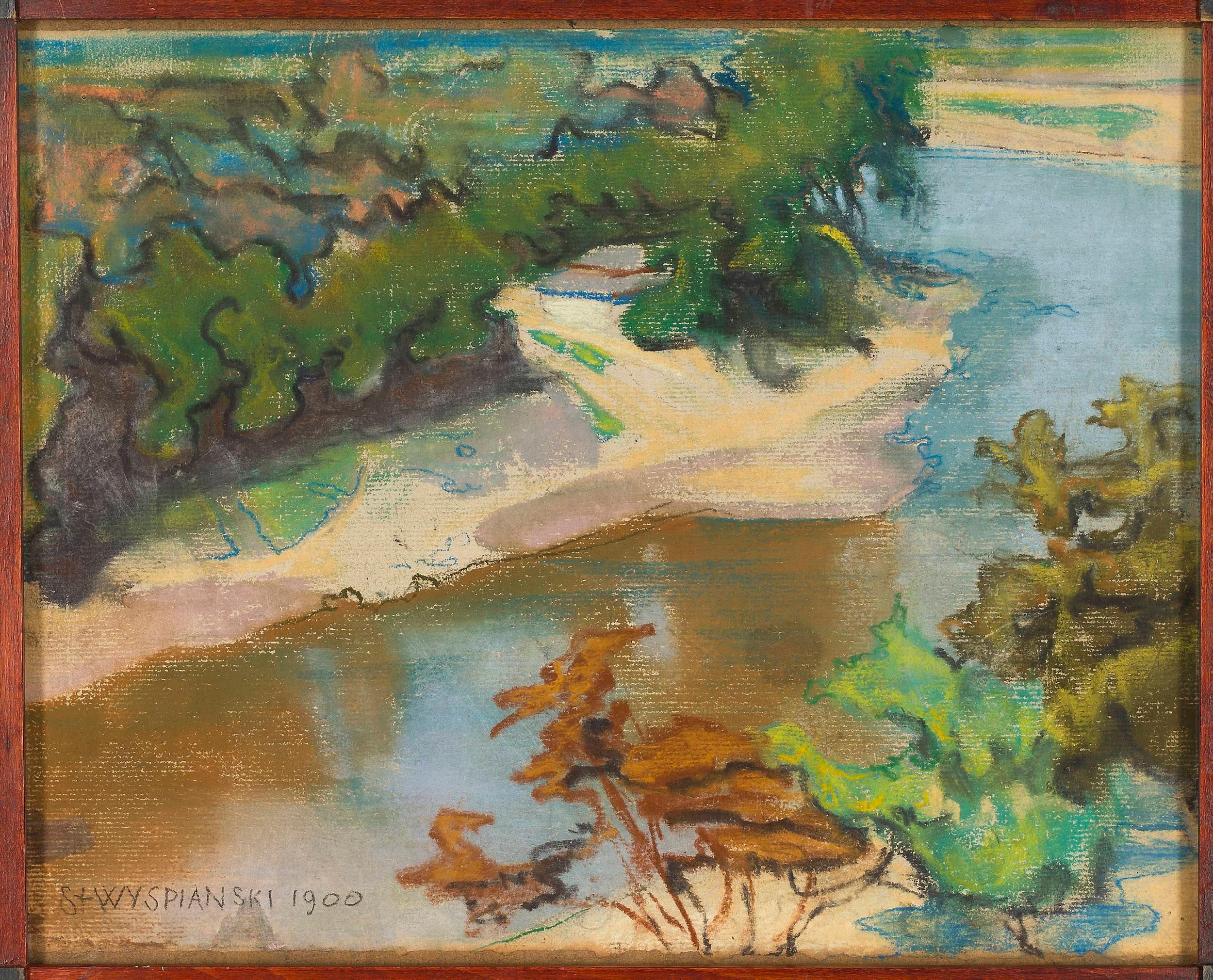 Pejzaż Z Rzeką - Stanisław Wyspiański Tablo