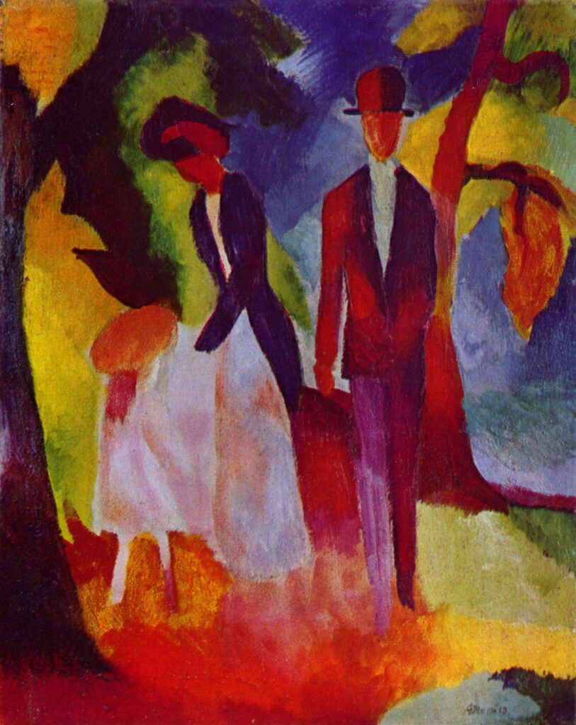 People at the blue lake (1913) - August Macke Tablo