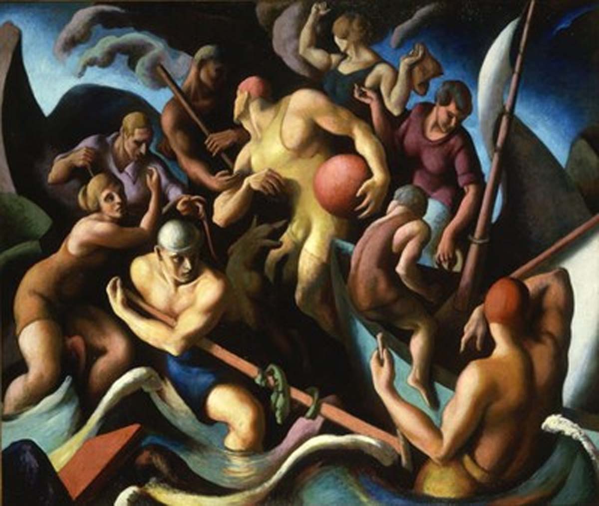 People of Chilmark (figure Composition) (1920) - Thomas Hart Benton Tablo