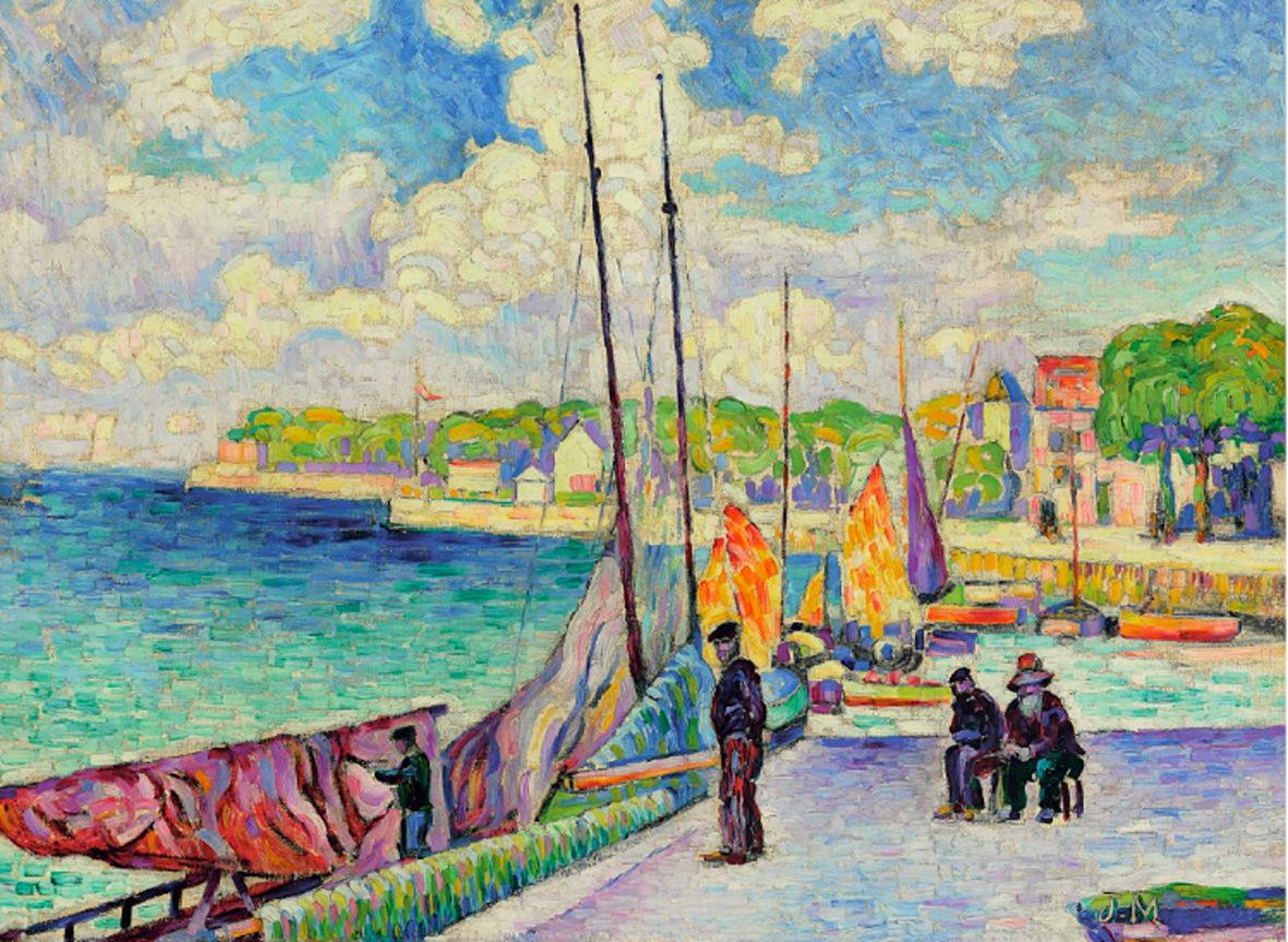 Petit port, pecheurs et bateaux au quai (1906) - Jean Metzinger Tablo