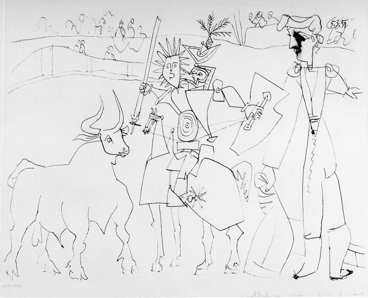 Picador on the horseback on arena (1951) - Pablo Picasso Tablo