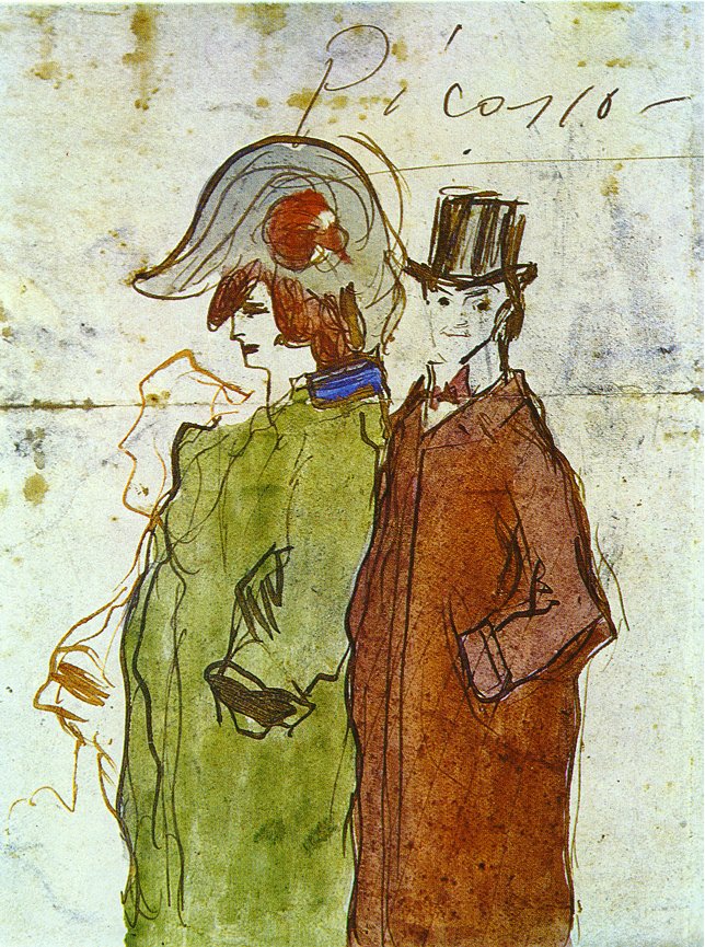 Picasso with partner (1901) - Pablo Picasso Tablo