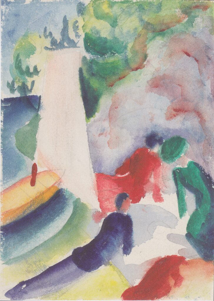 Picnic on the beach (1913) - August Macke Tablo