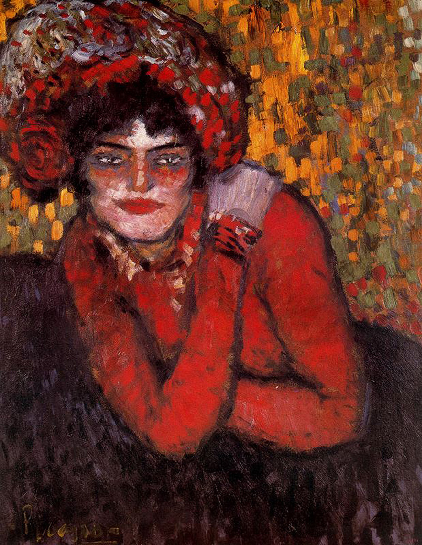 Pierreuse with her hand on her shoulder (1901) - Pablo Picasso Tablo
