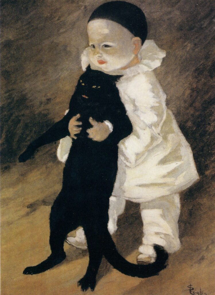 Pierrot and the cat – Théophile Steinlen Tablo