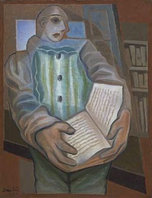 Pierrot with Book (1924) - Juan Gris Tablo