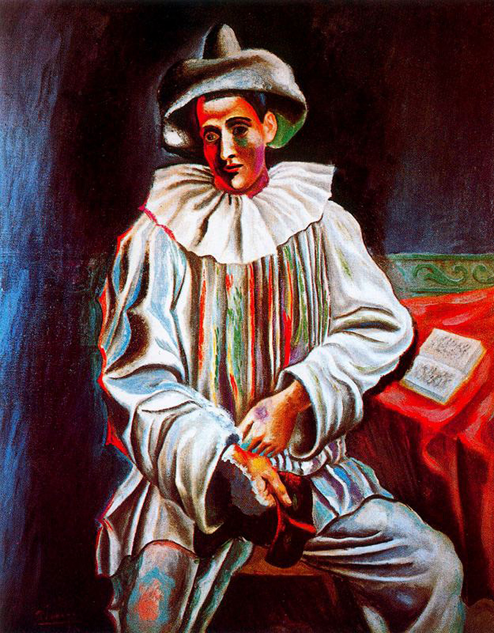 Pierrot with a mask (1918) - Pablo Picasso Tablo