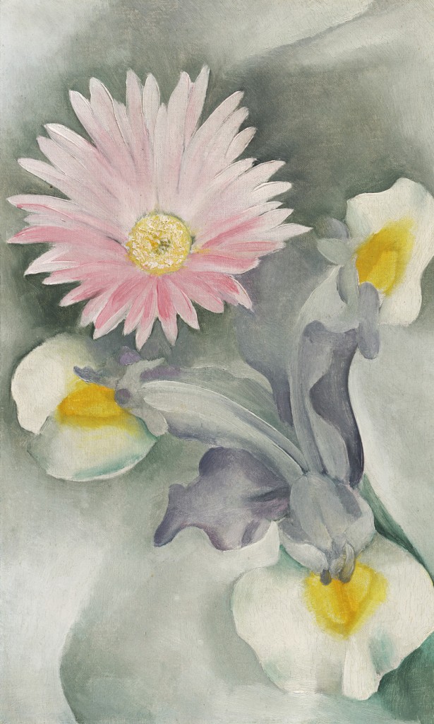 Pink Daisy with Iris - Georgia O'Keeffe Tablo