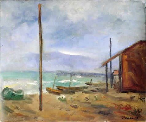 Pioggia al mare (1929) – Carlo Carrà Tablo