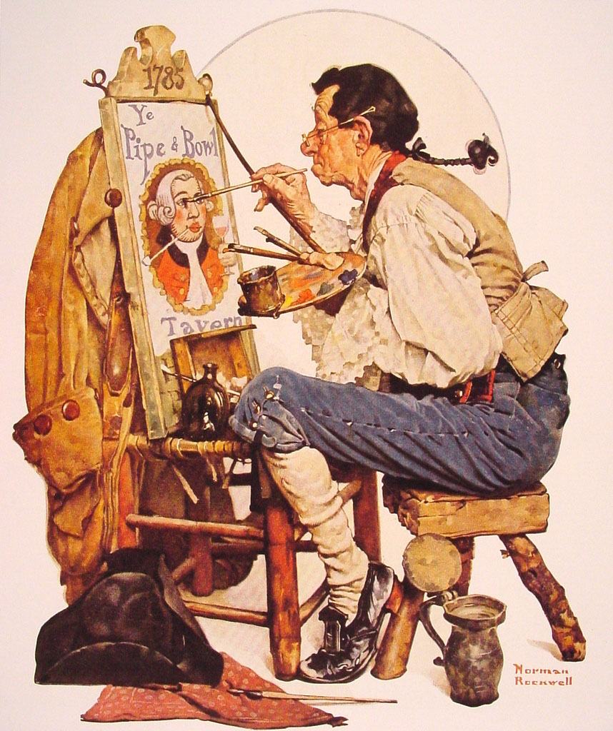 Pipe and Bowl sign Painter (1926) - Norman Rockwell Tablo