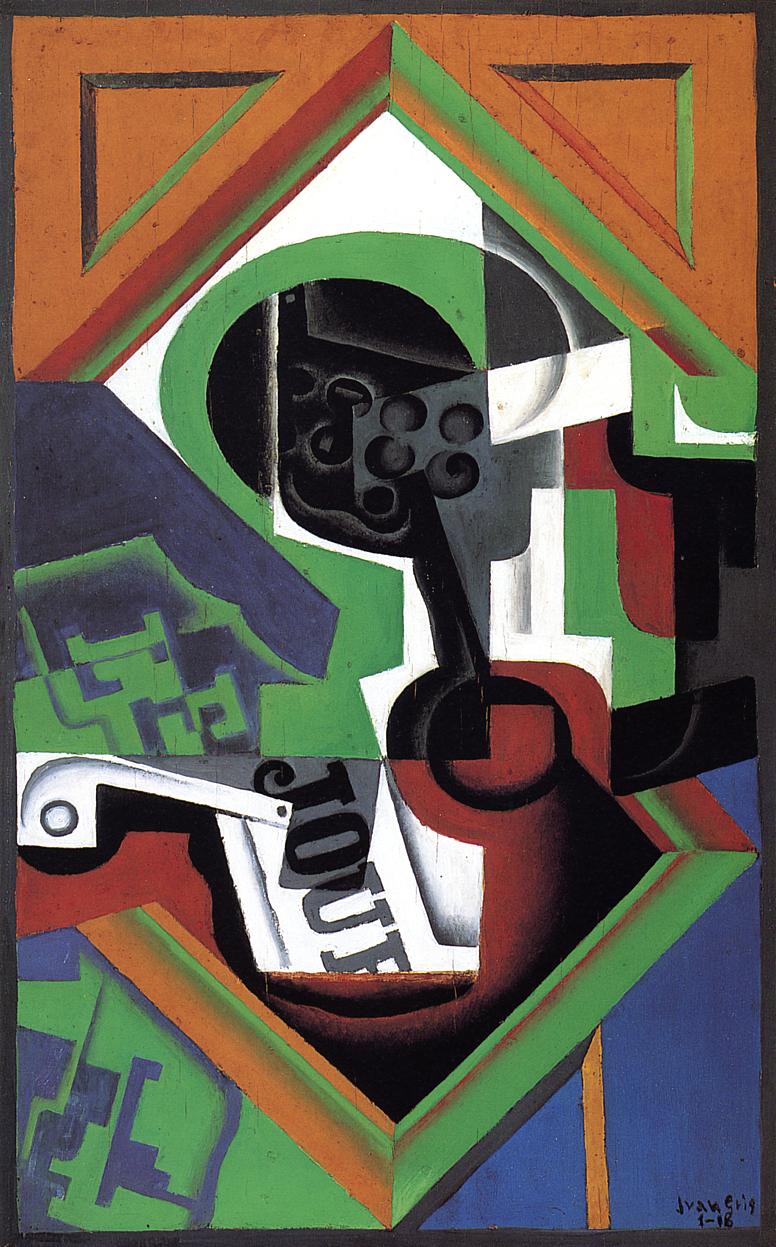 Pipe and Fruit Dish with Grapes (1918) - Juan Gris Tablo