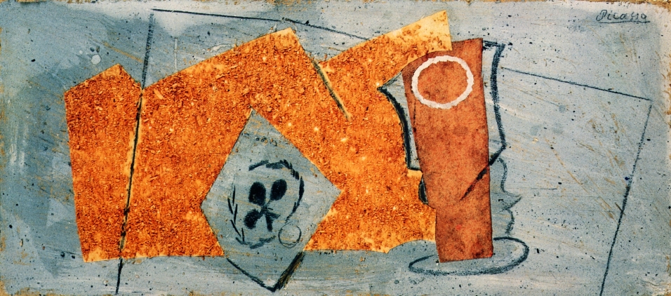 Playing Card and Glass (1914) - Pablo Picasso Tablo