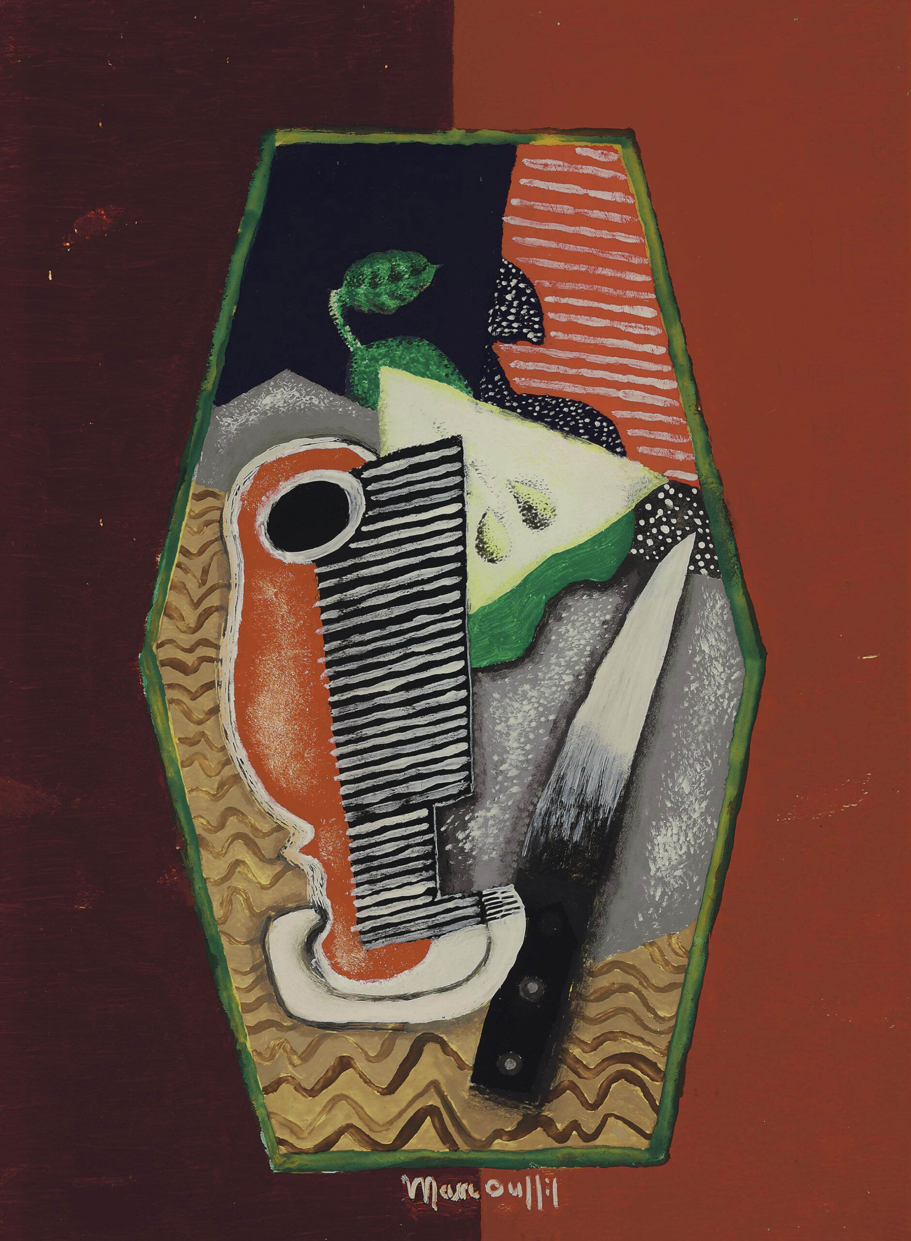 Poire verte et couteau (1941) - Louis Marcoussis Tablo