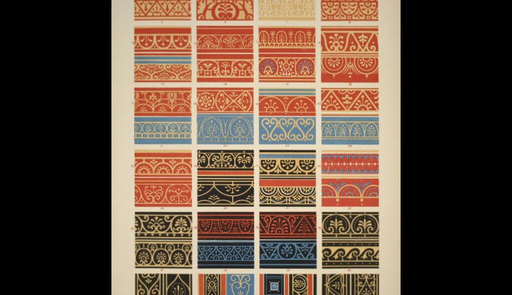 Pompeian no. 1. Collection of borders from different edifices in Pompei - Owen Jones Tablo