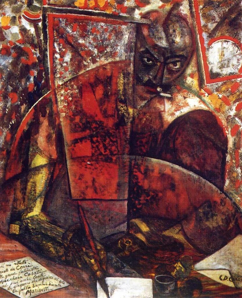 Portrait Of Marinetti (1915) - Carlo Carrà Tablo
