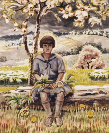 Portrait Study in Spring Landscape - Charles E. Burchfield Tablo