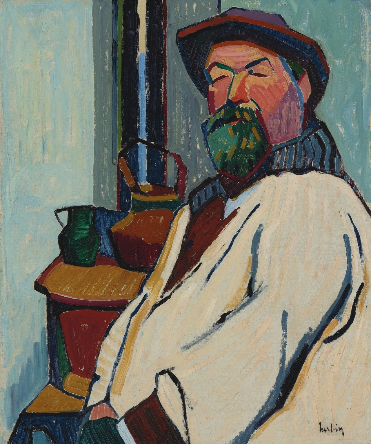 Portrait du peintre Mathieu Battaglia (1906) - Auguste Herbin Tablo