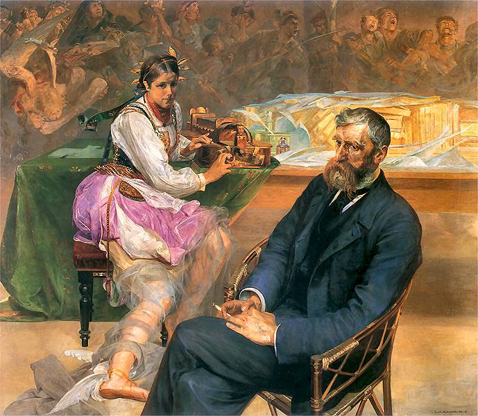 Portrait of Adam Asnyk with a Muse (1895) - Jacek Malczewski Tablo