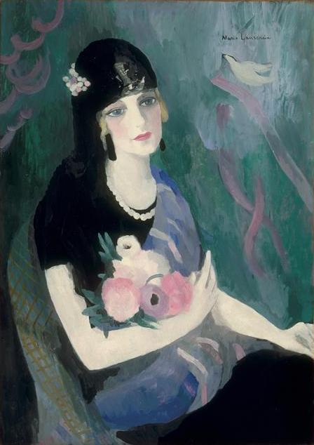 Portrait of Baroness Gourgaud in Black Mantilla (1924) - Marie Laurencin Tablo