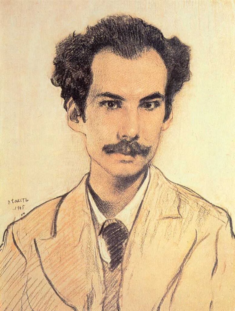 Portrait of Boris Nikolayevich Bugaev (Andrey Bely) (1905) - Léon Bakst Tablo