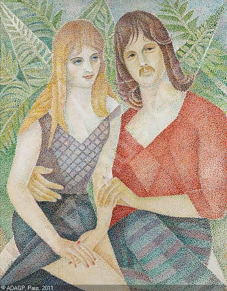 Portrait of David Hodge and girlfriend - Marevna (Marie Vorobieff) Tablo