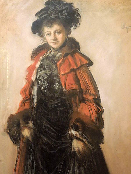 Portrait of Idalia Pawlikowska - Leon Wyczółkowski Tablo