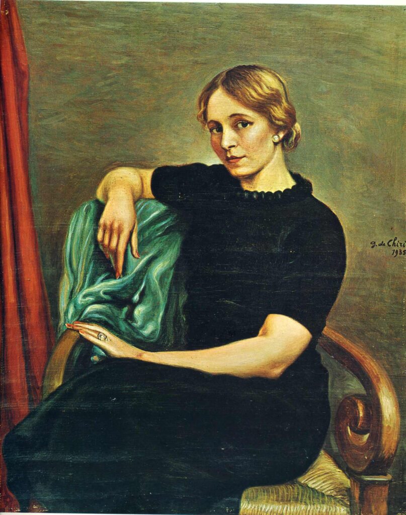 Portrait of Isa with black dress (1935) - Giorgio de Chirico Tablo