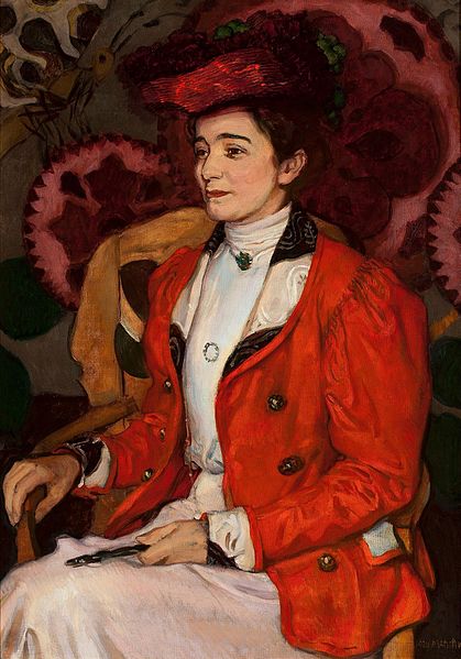 Portrait of Iza Axentowiczowa née Giełgud (1907) - Józef Mehoffer Tablo