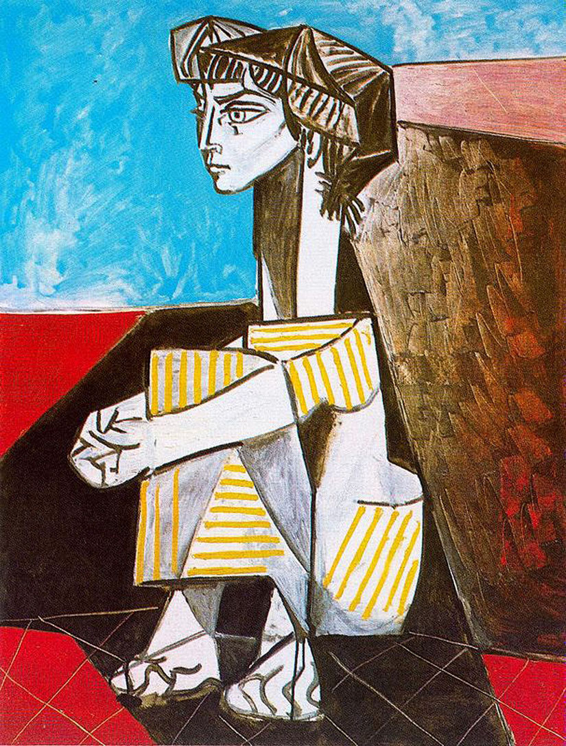 Portrait of Jacqueline Roque with her hands crossed (1954) - Pablo Picasso Tablo
