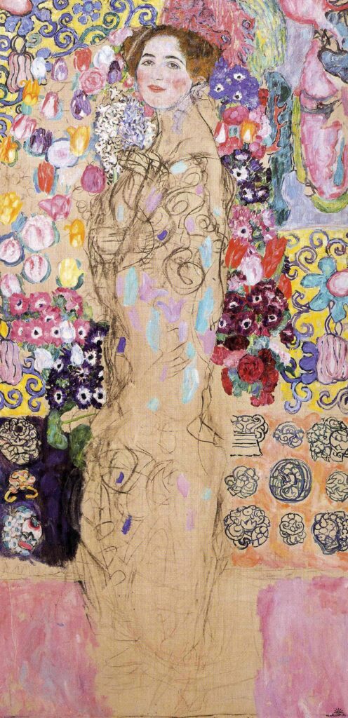 Portrait of Maria Munk (unfinished) (1917) - Gustav Klimt Tablo