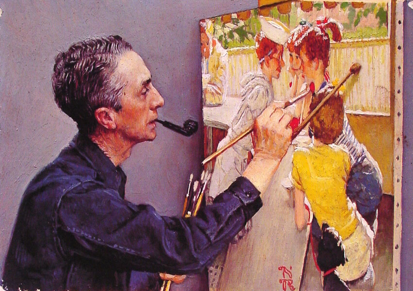 Portrait of Norman Rockwell Painting the Soda Jerk (1953) - Norman Rockwell Tablo