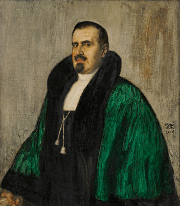 Portrait of Prof. Dr. Josef Amann, Albert Jr., a gynecologist, a university professor and art collec – Franz Stuck Tablo
